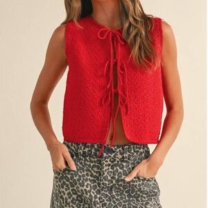 MIOU MUSE | Knitted Tie Front Sweater Vest
